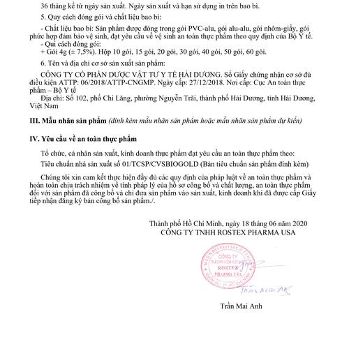 Cốm Vi Sinh Bio Gold Tex HD Pharma (H/30g/4gr)