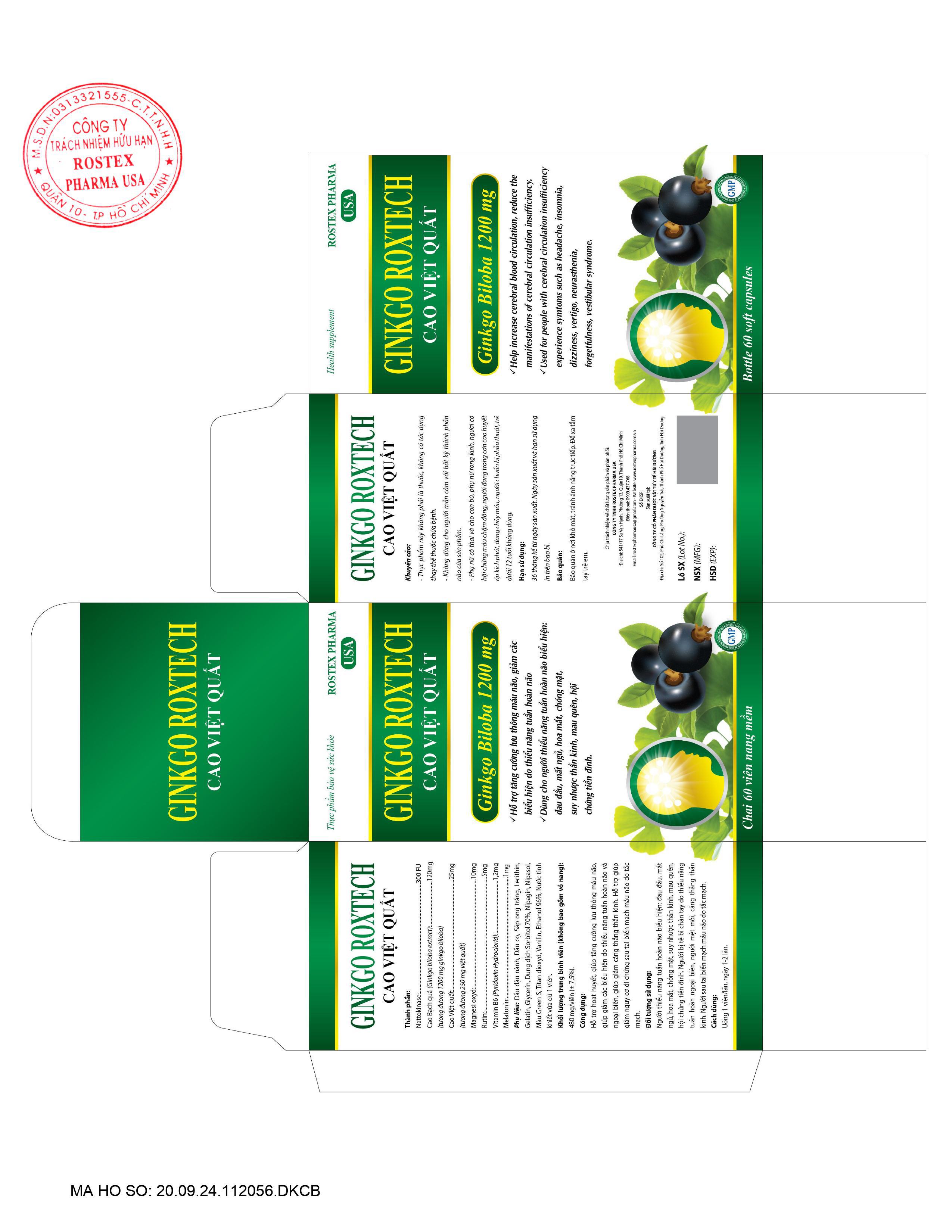 Ginkgo Natto Cao Việt Quốc Rostex (H/100v) (Vàng)