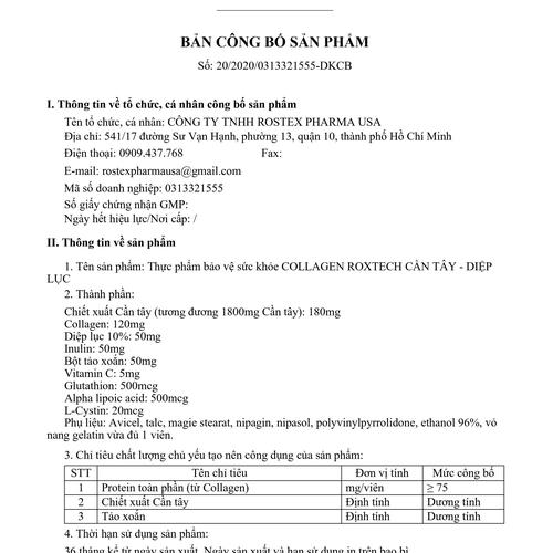 Collagen Roxtech Cần Tây-Diệp Lục Rostex (C/60v)