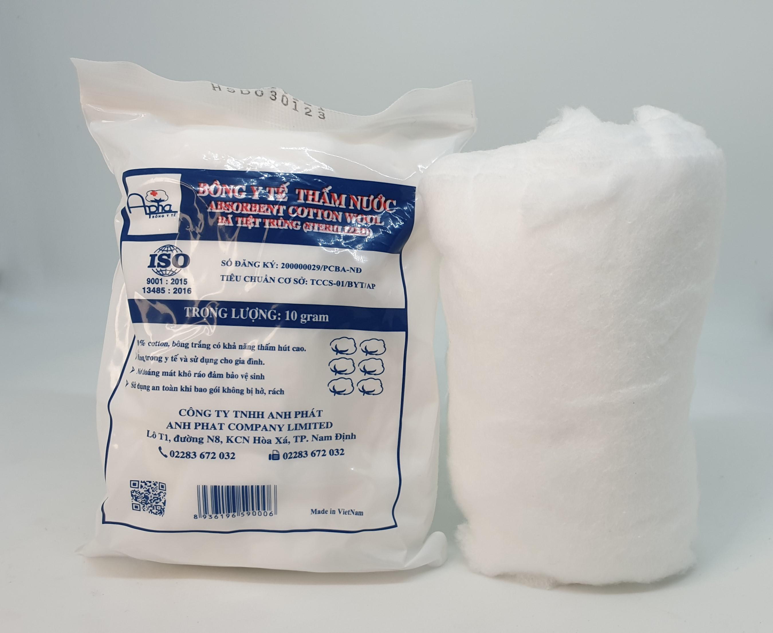 Bông Y Tế Thấm Nước Apha Anh Phát (Bịch/50g/10gr)