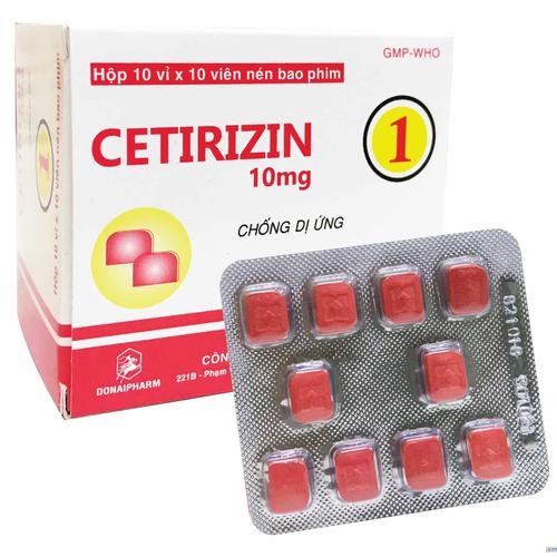 Cetirizin 10mg Donaipharm (Hộp/100v) (Đỏ)