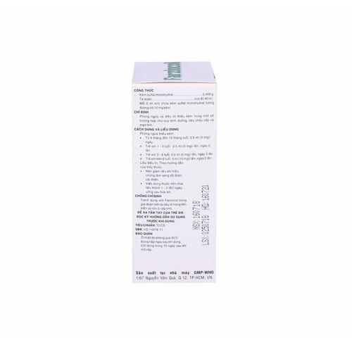 Farzincol Syrup 70 (Kẽm) Pharmedic (Lốc/10chai/90ml)