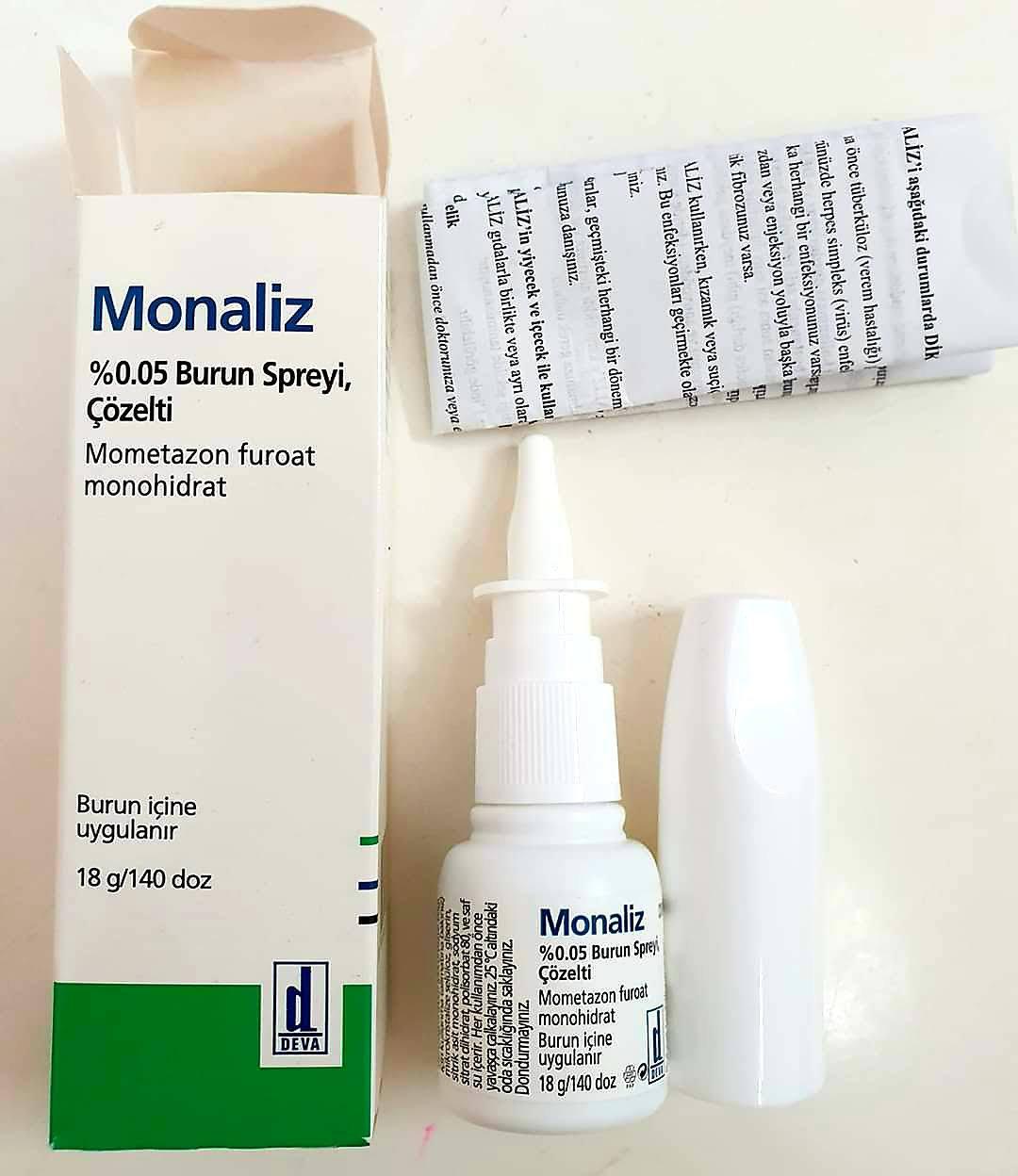 Xịt Mũi Monaliz 0.05% (Mometason Furoat) Deva Turkey (C/140 lieu)