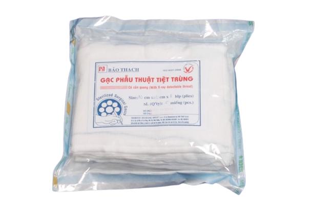 Gạc phẫu thuật tiệt trùng Bảo Thạch 30 x 40 cm x 6 Lớp (50 gói)